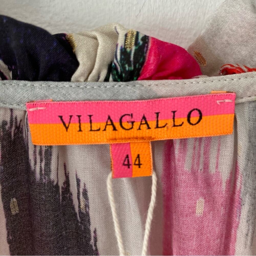 Vilagallo Velma Top Rainbow Brushstroke Gold Metallic Blouse NWTS size 44 US 12 - Picture 11 of 11
